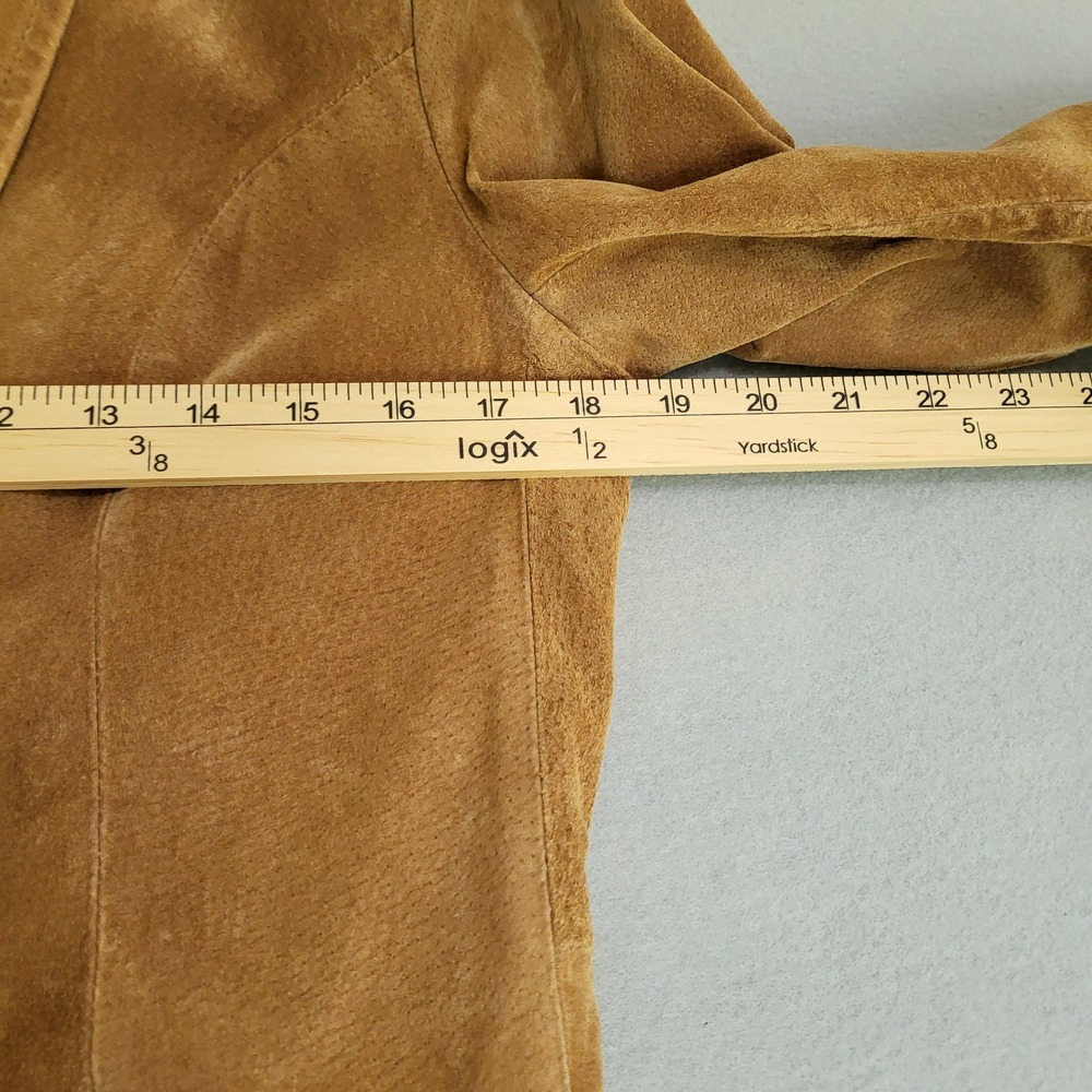 VTG St. Johns Bay Brown Suede Genuine Leather 2 Button Blazer Jacket Womens S - Picture 8 of 10